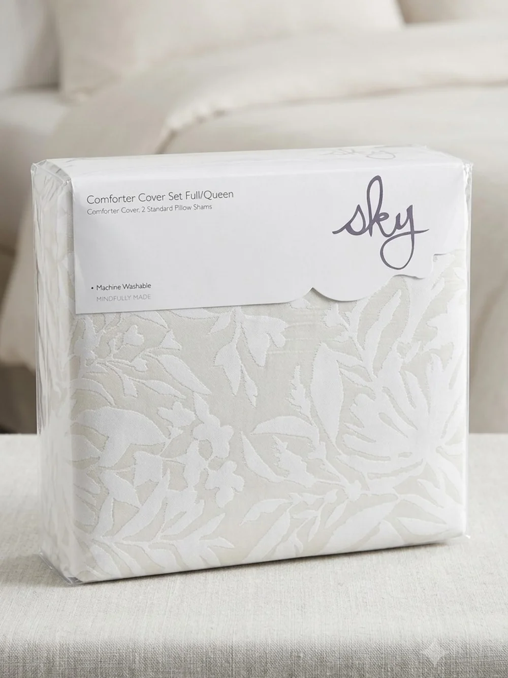 Sky Cream and White Floral Duvet Cover Set